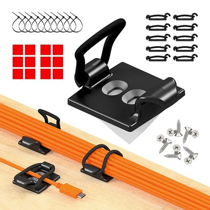 10-Pack Adjustable Elastic Adhesive Cable Clips, Wire Management Holder by CableGenie