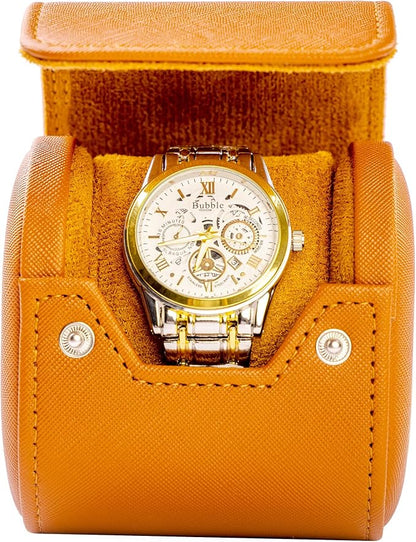 MR.OKAY Single Watch Travel Case -Classic Leather Watch Case - Image 8