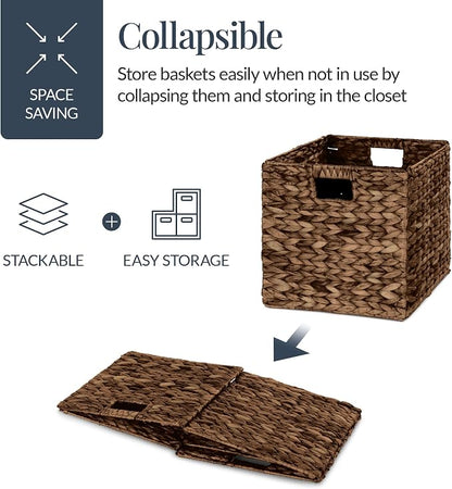 Best Choice Products 12x12in Pack of 5 Cube Storage Baskets, Water Hyacinth - Image 3