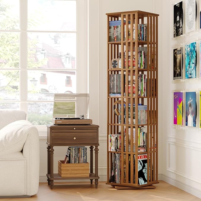XIMN 360° Rotating Bamboo CD/DVD Shelf - Image 5