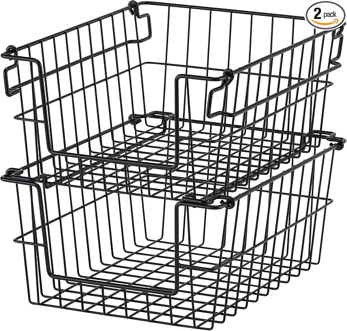 TRINITY 2-Pack Stackable Metal Wire Storage Baskets by TRINITY