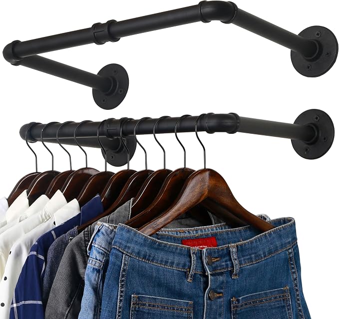WEBI Clothing Rack Wall Mount, Heavy Duty Iron Garment Rack Bar, Retail Display by WEBI