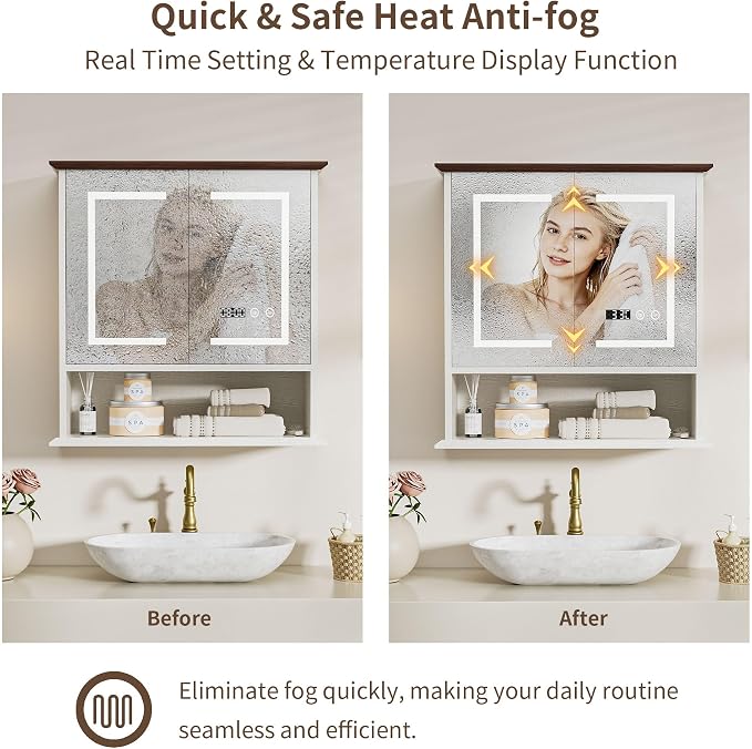 Bathroom Medicine Cabinet with Mirror, Lighted Wall Storage Cabinet, Living Room - Image 5