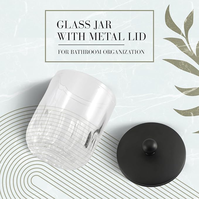 Glass Jar with Metal Lid for Bathroom Organization, Q Tips, and Small - Image 6