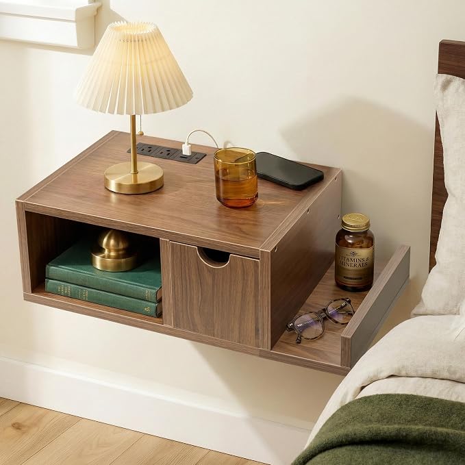 Afuly Walnut Floating Nightstand - Image 2