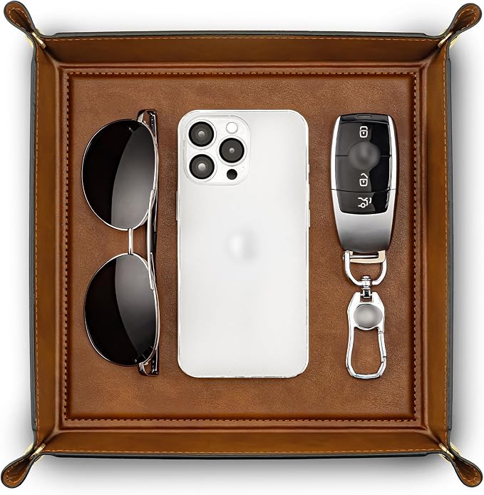 VLANDO Valet Tray Organizer, PU Leather Catchall Tray by VLANDO