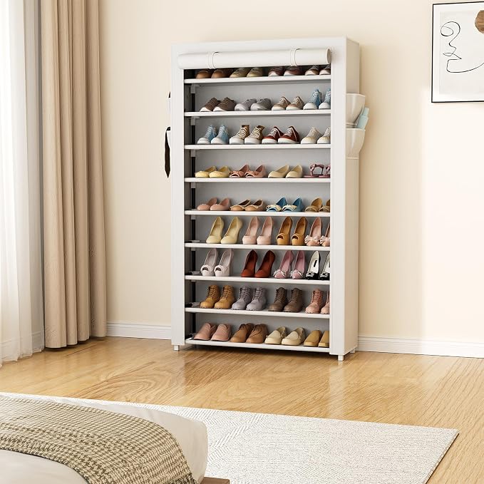 LANTEFUL Shoe Rack with Covers 10 Tier Tall Shoe Rack Organizer Large Capacity - Image 8