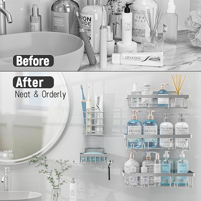 Liuoud 5 Pack Shower Caddy Organizer Rack Shelf - Image 6