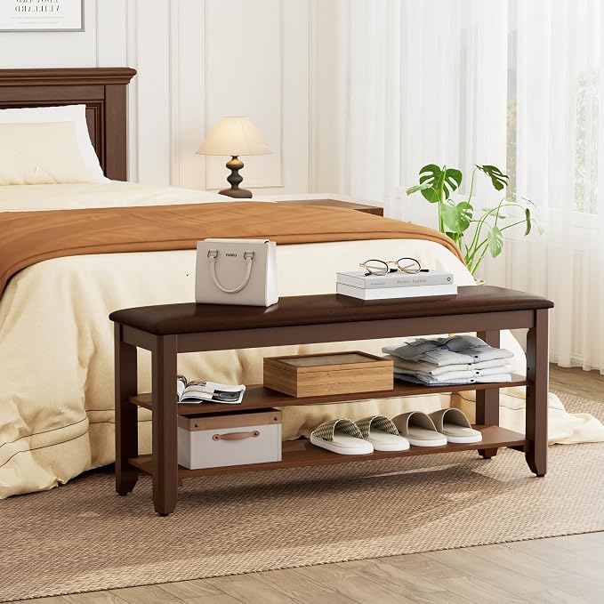 Homleke 2-Tier Solid Wood Shoe Rack Bench - Image 4