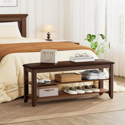 Homleke 2-Tier Solid Wood Shoe Rack Bench - Image 4