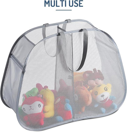 Seiritex Mesh Popup Laundry Hamper 2 Compartment, Collapsible Laundry Sorter - Image 2
