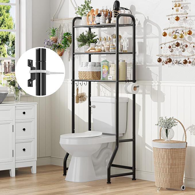 Simple Trending Over The Toilet Storage Rack, Metal 3 Tier Bathroom Organizer - Image 4