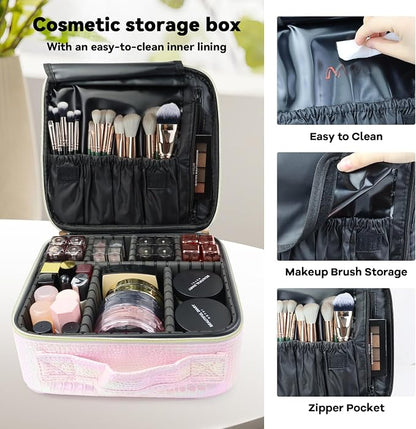 Travel Makeup Bag Makeup Cosmetic Train Case Organizer Portable Storage Bag - Image 2