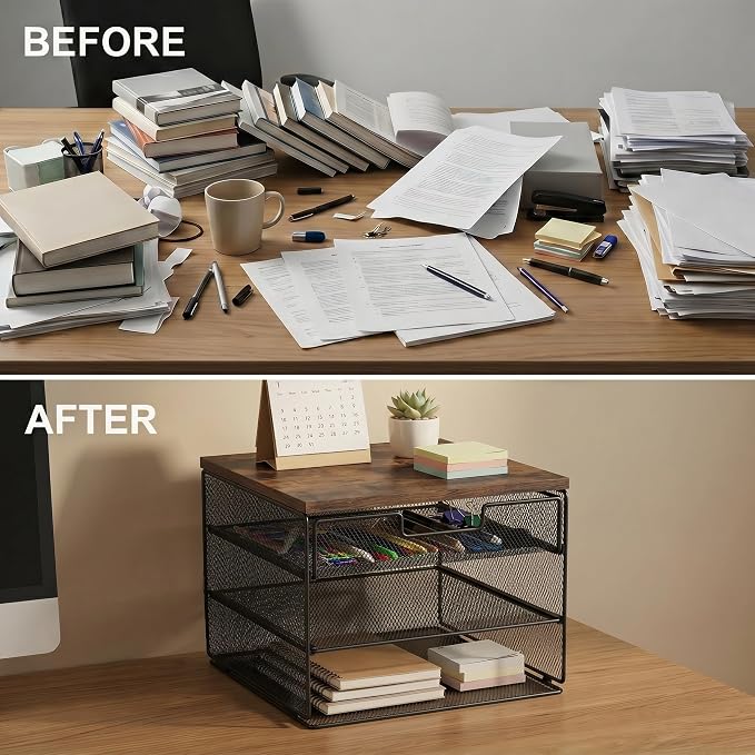 4-Tier Mesh Desk Organizer and Accessories - Image 4