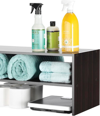 Whitmor Stackable 31" Extra Wide 2-Shelf Storage Organizer, Espresso，2 Pack - Image 4