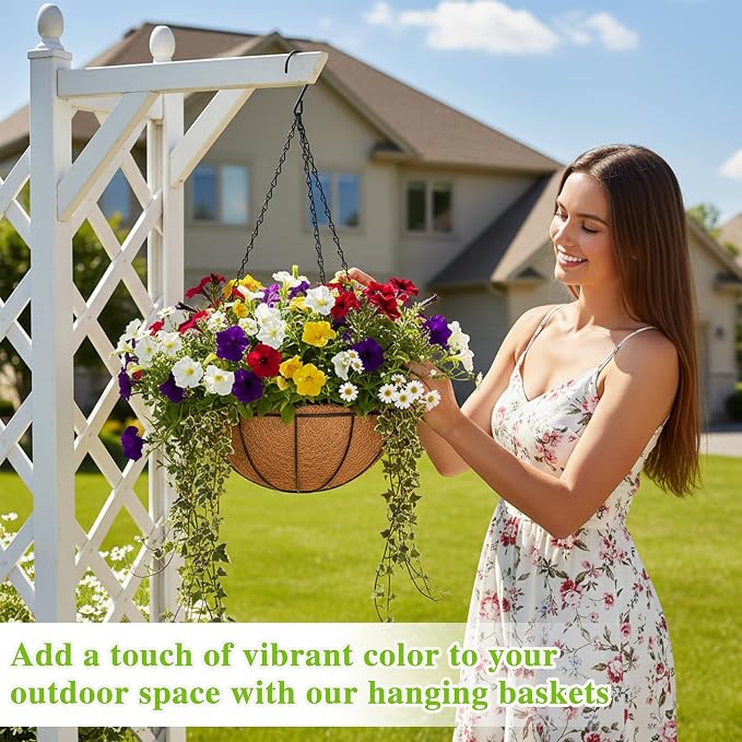 EIMQUVW 4 Pack Hanging Planter Basket Outdoor Large Hanging Flower Pots Indoor - Image 7