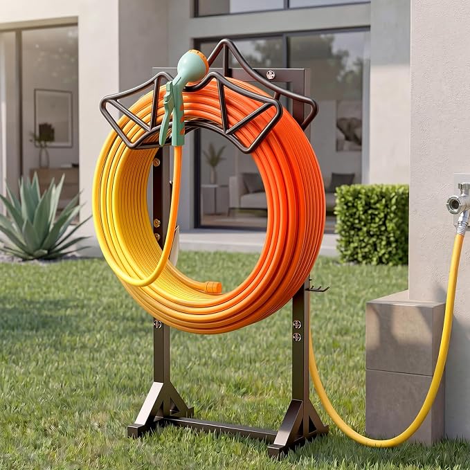 Garden Hose Holder Holds 160Ft Hoses, Heavy-Duty Freestanding Water Hose Stand - Image 8