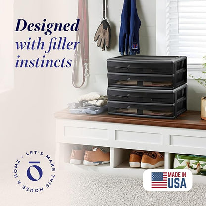 HOMZ 2-Pack 2-Drawer Storage Cart, Plastic Drawers - Image 3