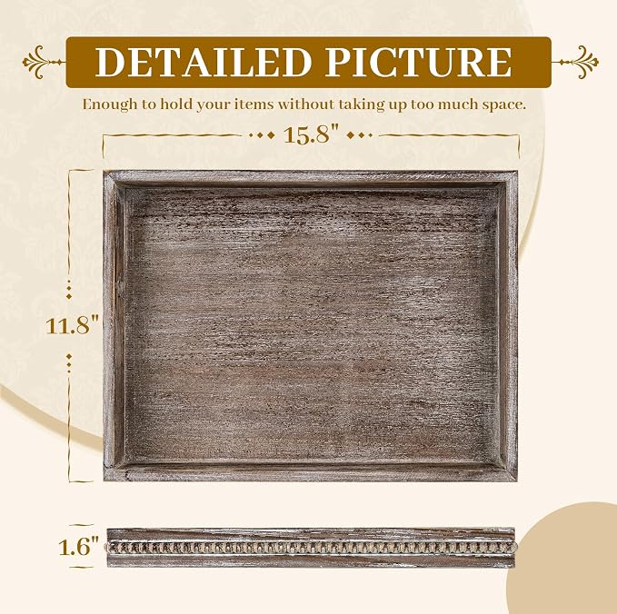 MAONAME Wood Serving Tray, Farmhouse Wooden Tray - Image 2