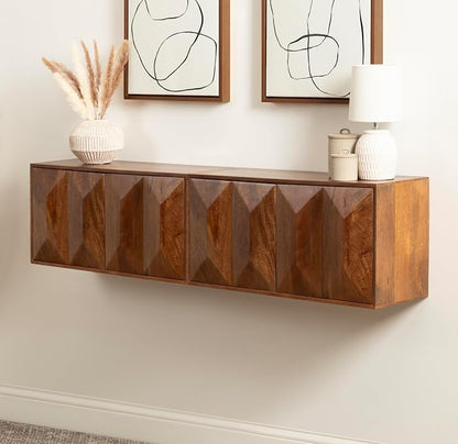 Kate and Laurel Ranier Modern Wooden Two-Door Wall Cabinet, Walnut Brown - Image 4