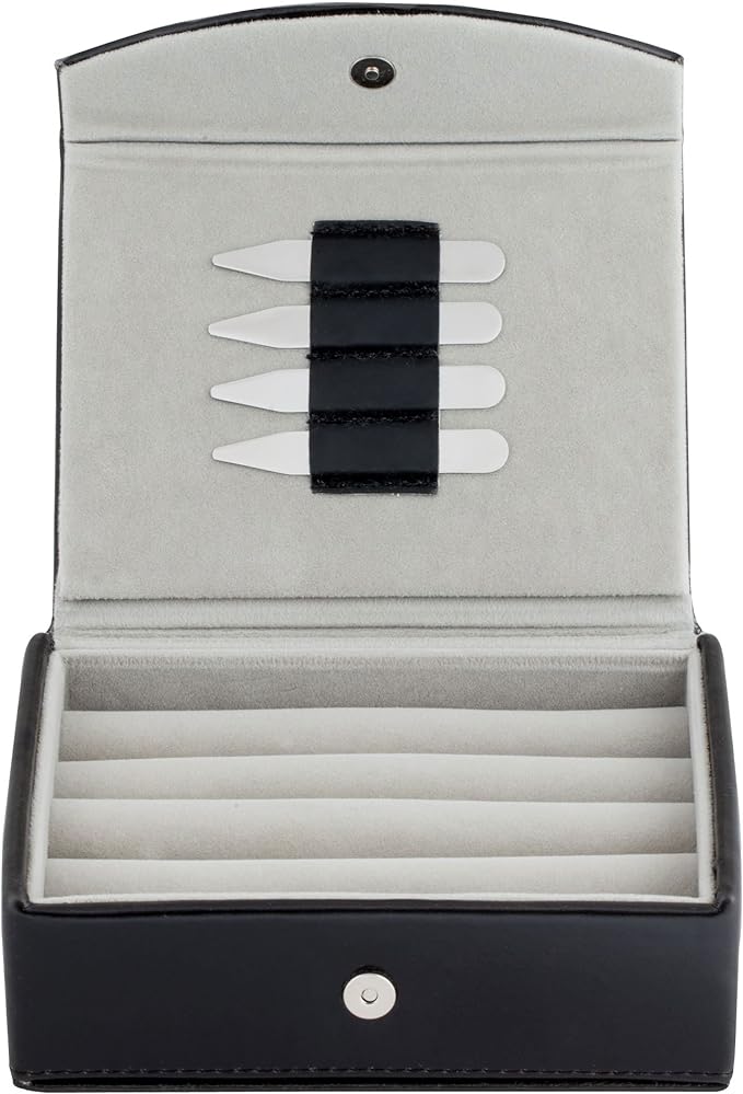 Mens Leather Travel Cufflinks Ring Storage Box Case Includes 2 Sets Metal by Cuff-Daddy