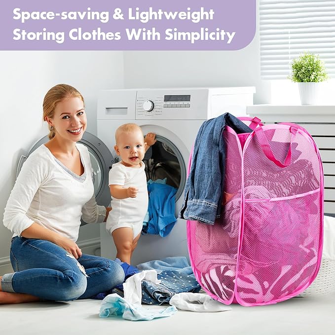 DUCOO Pop Up Laundry Hamper, 70L Collapsible Mesh Laundry Basket - Image 7