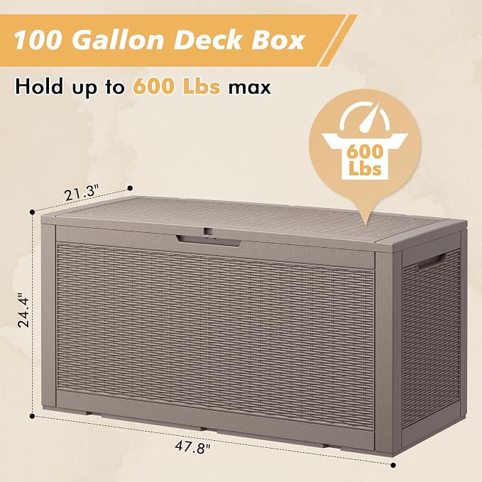 Outdoor Storage Box, Resin Deck Boxes Outdoor Waterproof - Image 2