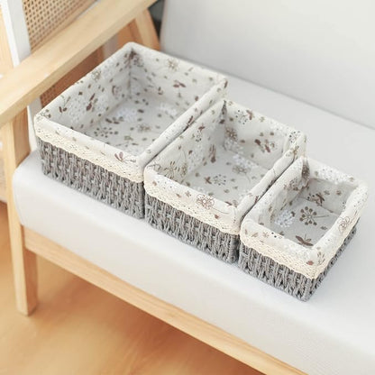 YRMT Macrame Storage Baskets Set of 3 Boho Decor Baskets - Image 5