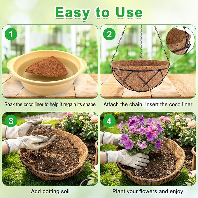 Hanging Baskets for Plants Outdoor, 4 Packs 12 Inch Metal Wire Hanging Planter - Image 5