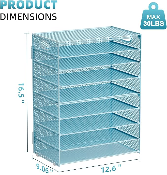Marbrasse Paper Organizer Letter Tray, 9 Tier Mesh File Organizer - Image 5