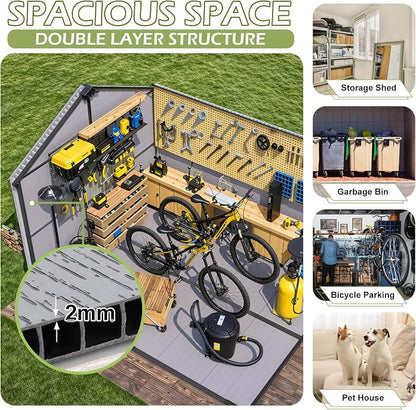 10 x 8 FT Plastic Outdoor Garden Shed, All-Weather Resin Storage Shed - Image 3