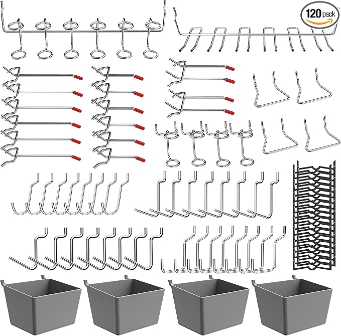 Ultrawall 120-Piece Pegboard Hooks Set, Peg Board Organizer Accessories by UltrawallGarageTools