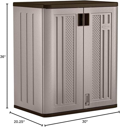 Suncast 4 Pack 9 Cu. Ft. Base Storage Cabinet, Resin Garage Organizer, Platinum - Image 3