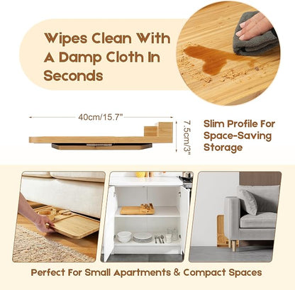 Bamboo Couch Arm Tray, with Cup Holder Phone Stand&Non-Slip | 100% side-pressed - Image 5