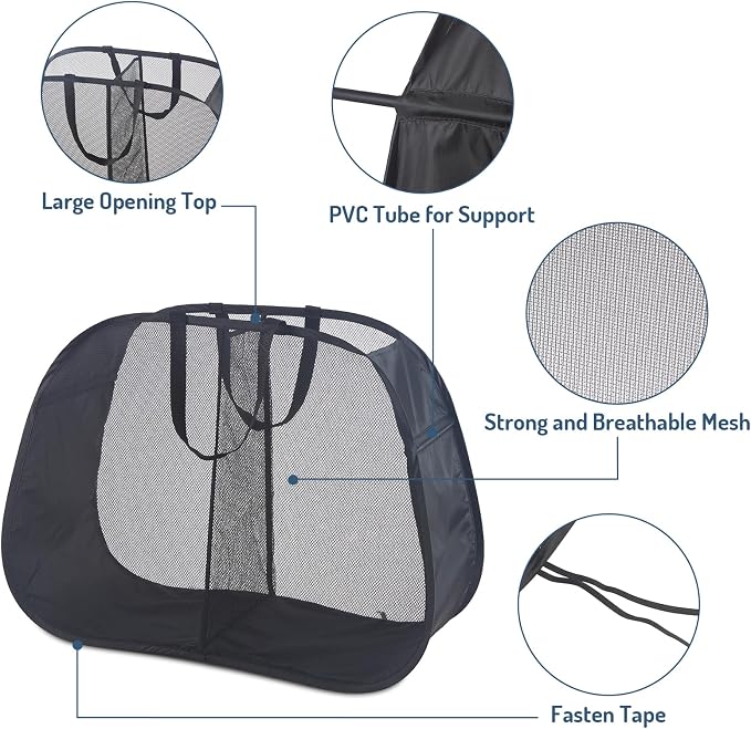 Seiritex Mesh Popup Laundry Hamper 2 Compartment, Collapsible Laundry Sorter - Image 2