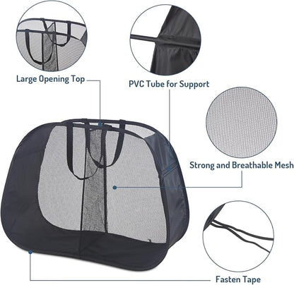 Seiritex Mesh Popup Laundry Hamper 2 Compartment, Collapsible Laundry Sorter - Image 2