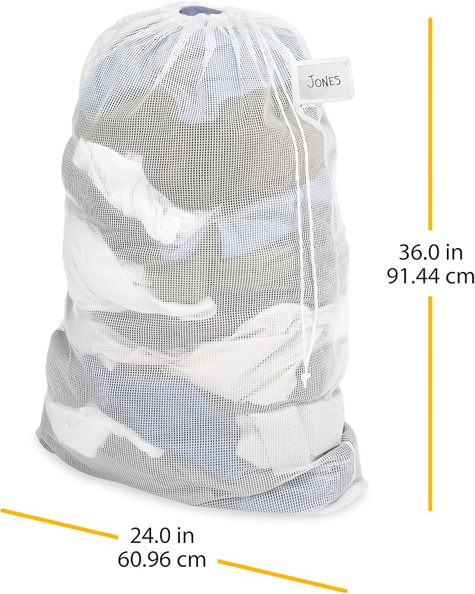 Whitmor Mesh Laundry Bag w/ID Tag White - Image 3