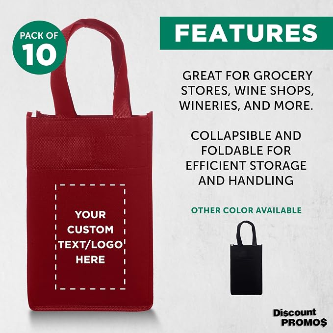 DISCOUNT PROMOS Non-Woven Vineyard Two Bottle Wine Bags - Image 2
