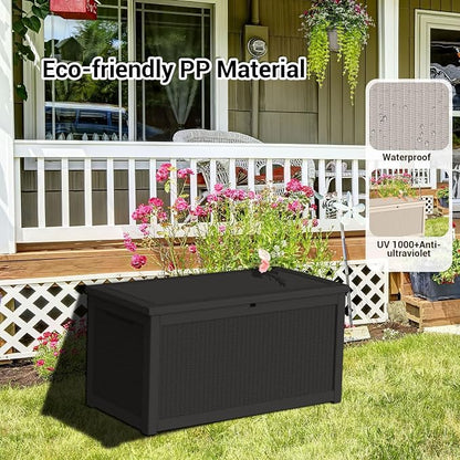 DRATO 320 Gallon Deck Box, Outdoor Large Waterproof Resin Storage Box - Image 2