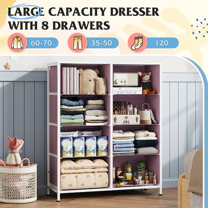 WLIVE 8 Drawer Fabric Dresser for Bedroom, Tall Storage Tower, breathable - Image 4