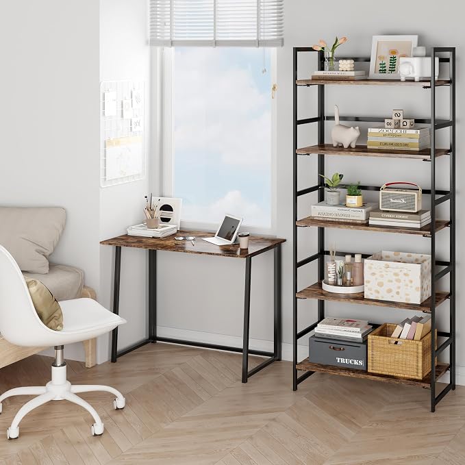 Vintage Multifunctional Folding Bookshelf, No-Assembly Plant Stand Storage Rack - Image 4
