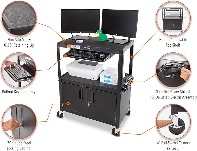 Line Leader Extra Wide AV Cart - Image 3