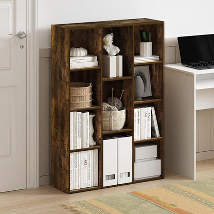 Furinno LUDER Book Shelf, 11-Cube Bookshelf, Reversible Bookcase, 9.4 x 29.1 x - Image 2