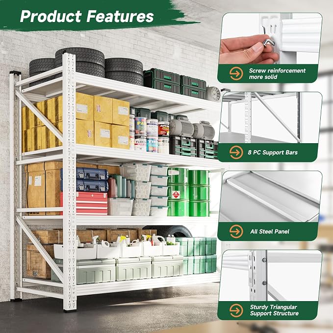 Letaya 3000LBS Storage Shelves Heavy Duty, 4 Tier Adjustable Utility Rack Shelf - Image 5