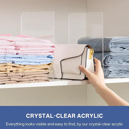 HBlife Acrylic Shelf Dividers for Closet Organization, 6 Pack 12 Inches Closet - Image 3