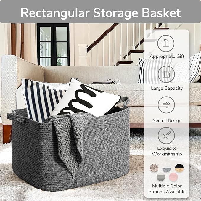 Goodpick Storage Basket, Rectangle Dirty Clothes Baskets - Image 7
