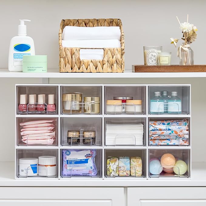 Vtopmart 4Pack Small Stackable Storage Drawers, Bathroom Makeup Organizer - Image 2