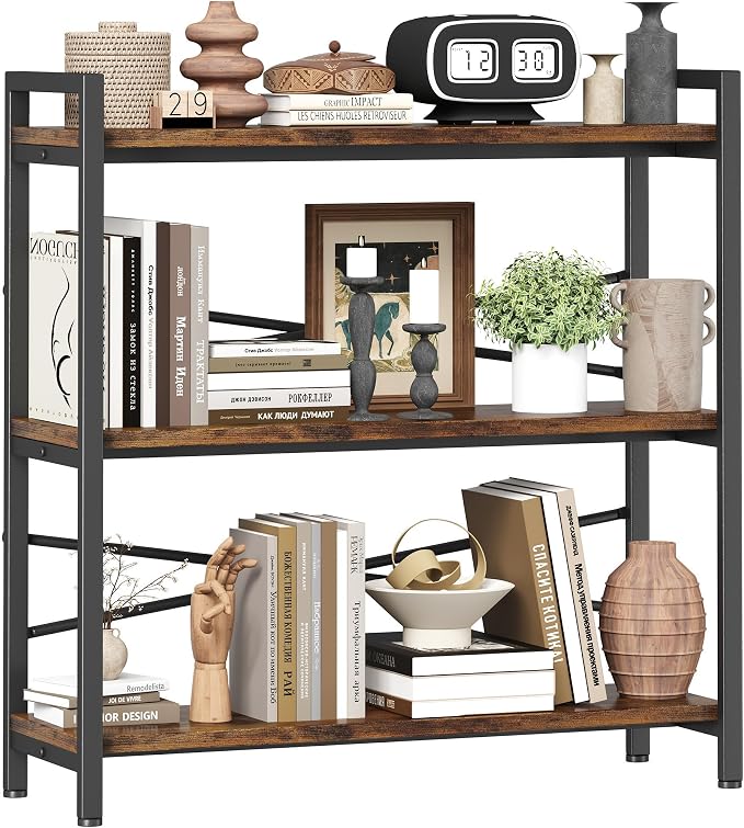 Book Shelf, 3 Tier Bookshelf 31.49" Width, Book Shelf Storage and Organization by Homeiju