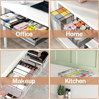 Under Desk Table Drawer Storage Organizer, 2 Pack Large & Medium Slide Out Desk - Image 7