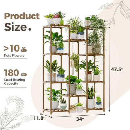 Bamworld Plant Stand Indoor Outdoor Tall Plant Shelf - Image 5